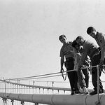 1970: "I just happened to be on the Brooklyn Bridge on the day the rescue happened . I don't really remember any other details  (I think I used a telephoto lens with a Yashica  film camera)."
